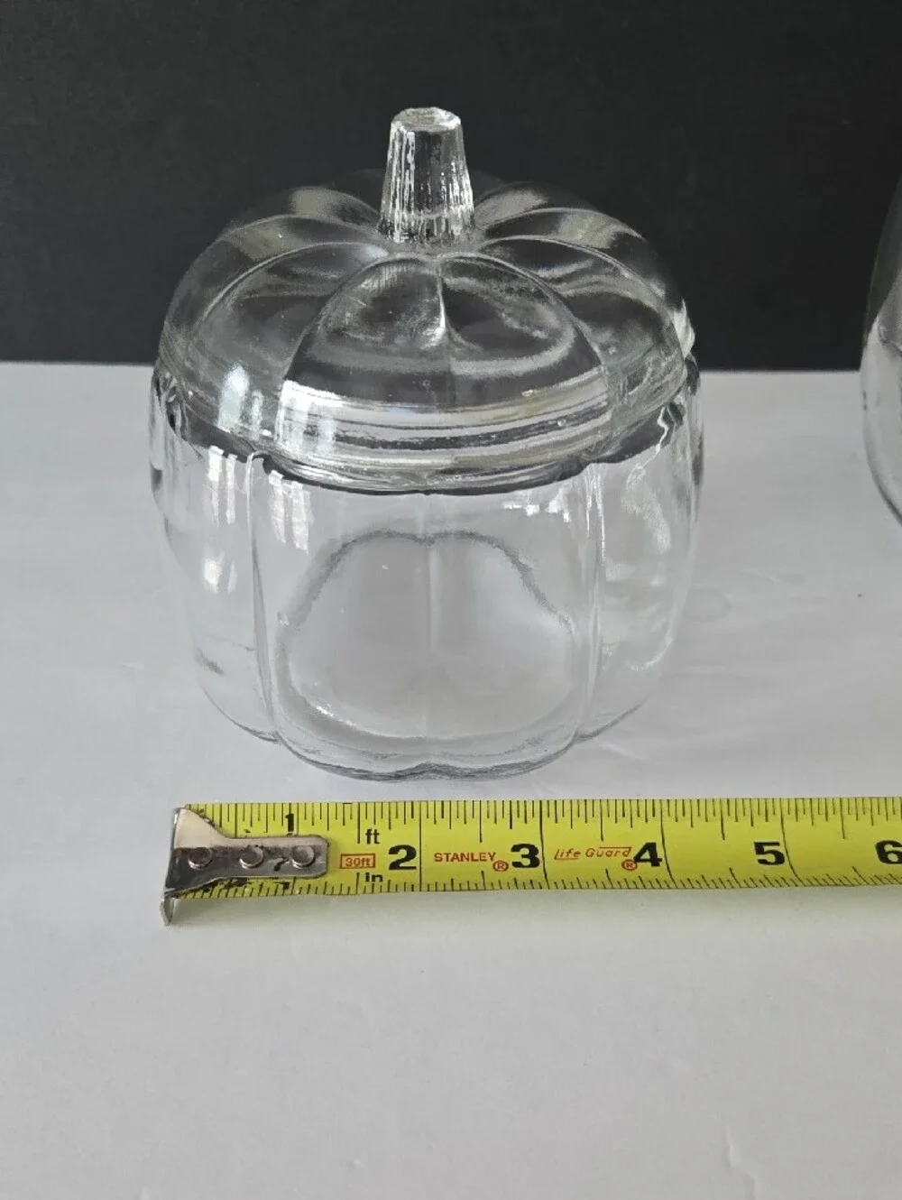 Robert Stanley Clear Glass Pumpkin Shaped Cannister Jars with Lids - Set of 2